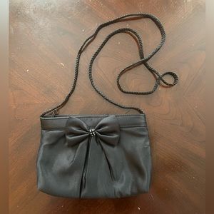 Chateau Women’s Black Faux Satin Crossbody or Shoulder Evening Bag